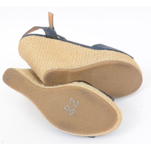 Nine West Womens 7.5 Espadrille High Wedge Heels Open Toe Nautical Vegan Leather - Picture 3 of 7